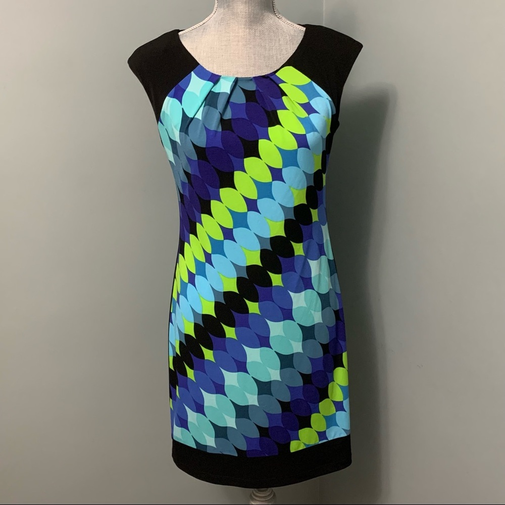 LONDON TIMES mini Cocktail print summer Dress womenโs size 6 Petite wedding